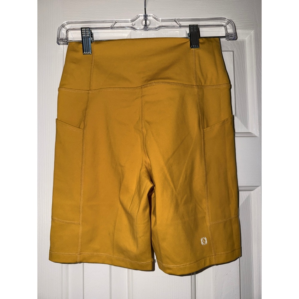 Le Ore Biker Shorts Women Small Marigold Good Lucca High Rise Pocket BRS19134